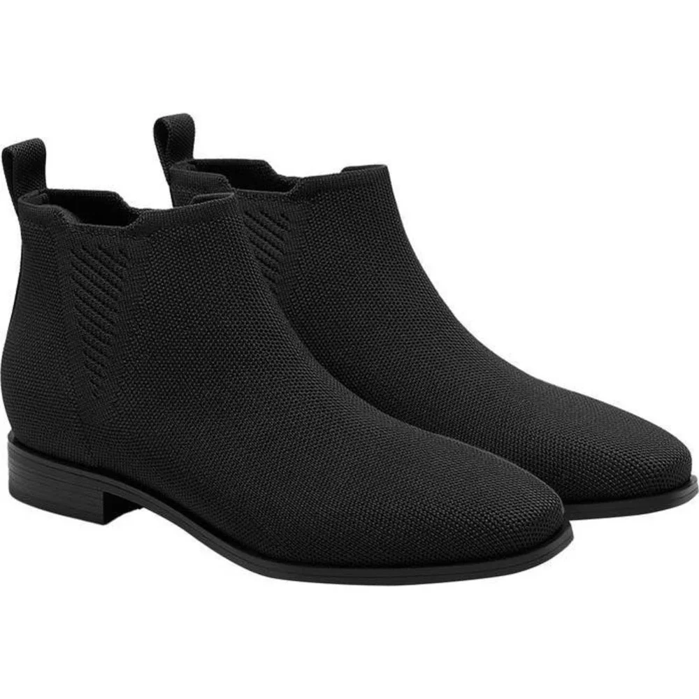 VIVAIA Black Knit Ankle Boots‎ Comfortable Everyday Casual Booties EU/37.5 US/7